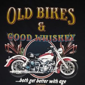 Vintage T Shirt. "Old Bikes and Good Whiskey"
